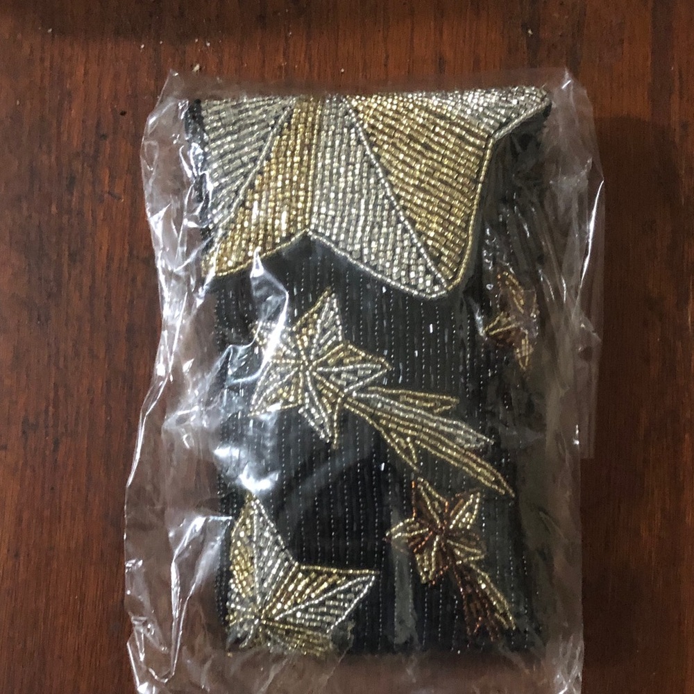 Starry Night Black and Gold Beaded Phone Case